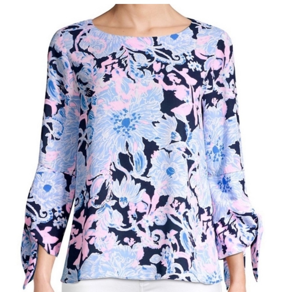 Lilly Pulitzer Womens Top Bright Navy Langston NWOT Size Small